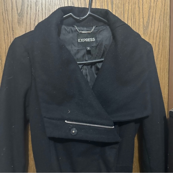 Express women lapel wool black coat Small - Picture 9 of 16